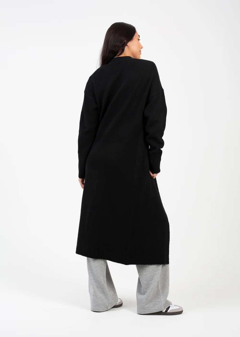 Brave Soul Black Knitted Dropped Shoulder Maxi Cardigan - XS Image 2