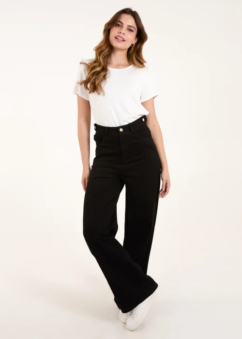 Blue Vanilla Black Plain Wide Leg Trousers - 10 Image 1