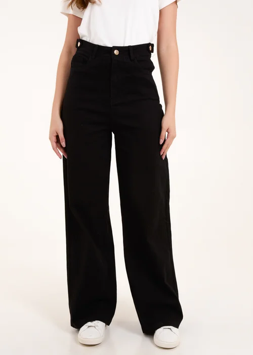 Blue Vanilla Black Plain Wide Leg Trousers - 10 Image 4