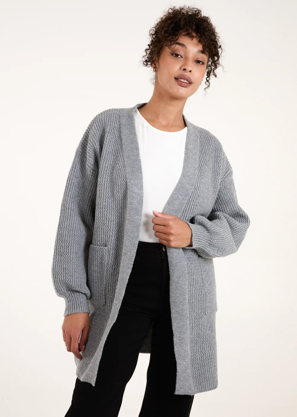 Blue Vanilla Grey Knit Two Pocket Cardigan - S/M Image 1