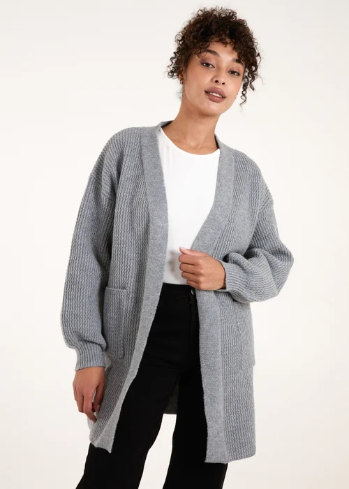 Blue Vanilla Grey Knit Two Pocket Cardigan - S/M Image 1
