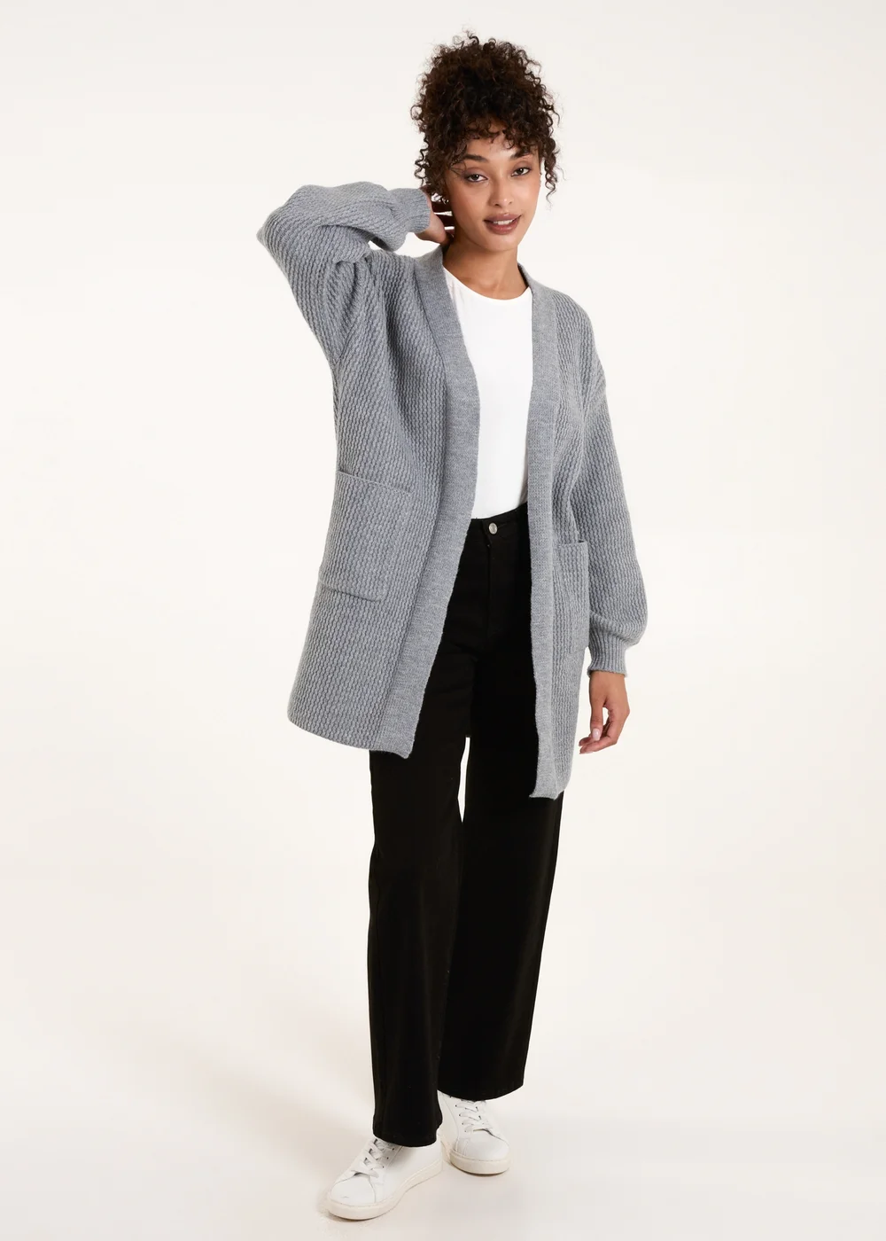 Blue Vanilla Grey Knit Two Pocket Cardigan - S/M Image 4