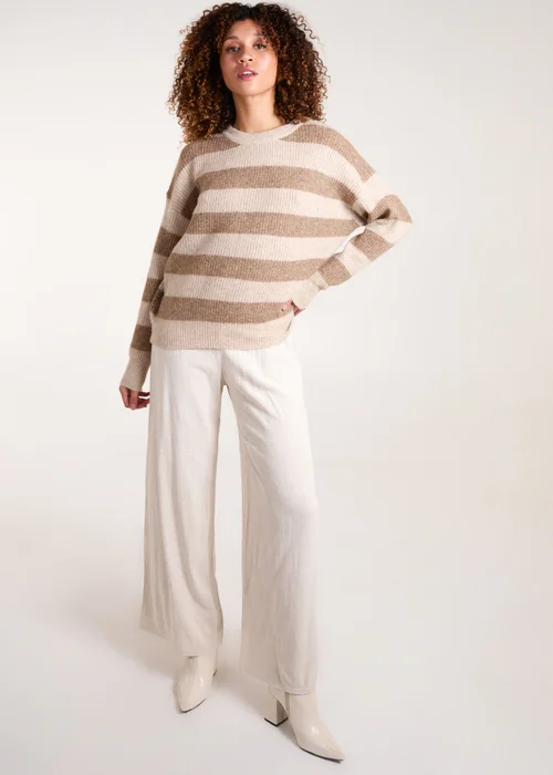 Blue Vanilla Beige Stripe Rib Knit Jumper - M/L Image 4
