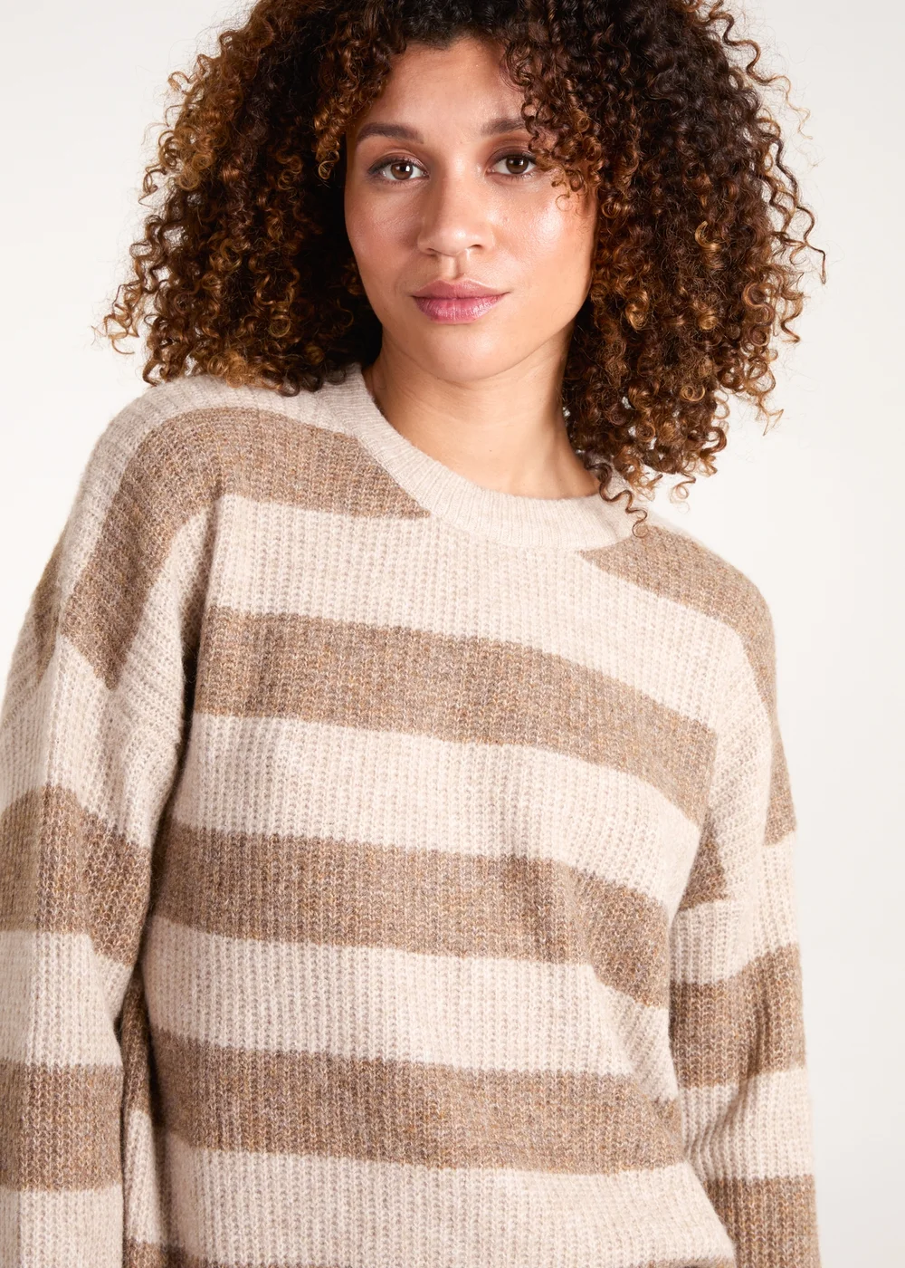 Blue Vanilla Beige Stripe Rib Knit Jumper - M/L Image 3