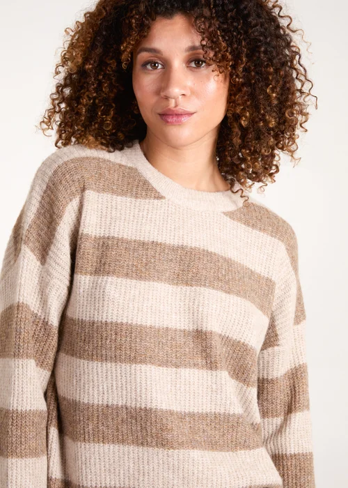 Blue Vanilla Beige Stripe Rib Knit Jumper - M/L Image 3