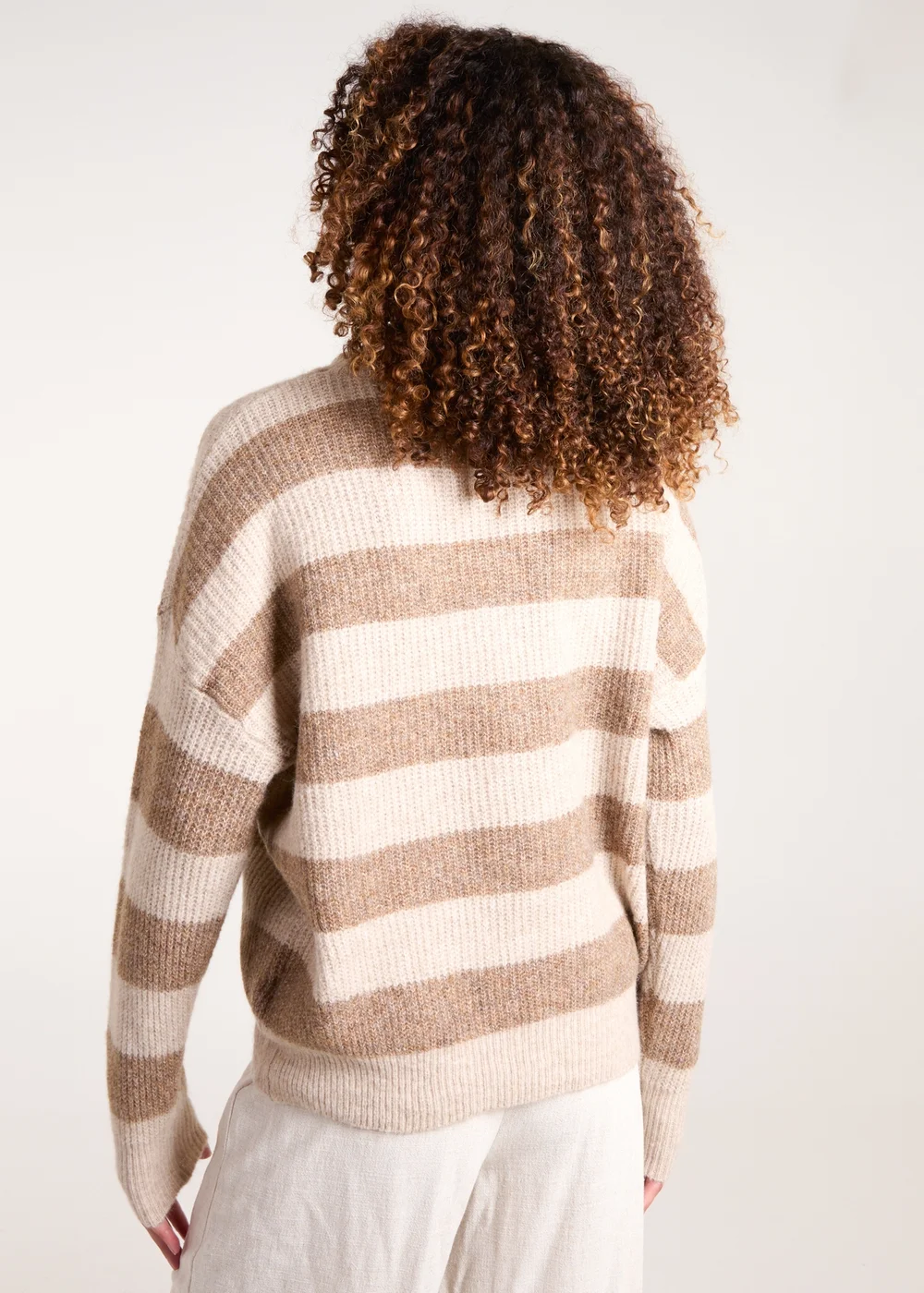 Blue Vanilla Beige Stripe Rib Knit Jumper - M/L Image 2