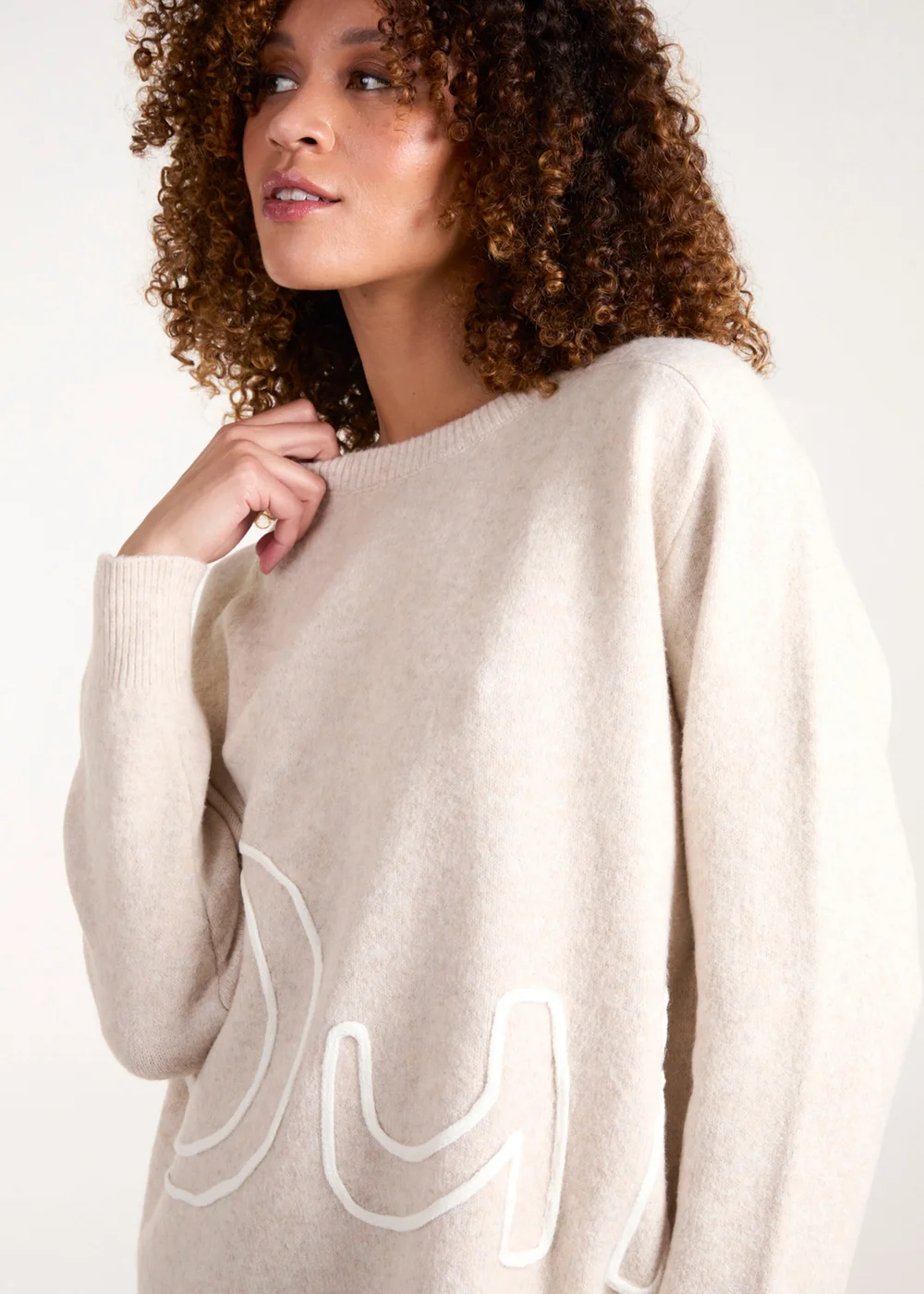 Blue Vanilla Beige Oui Embroidery Jumper - S/M Image 3