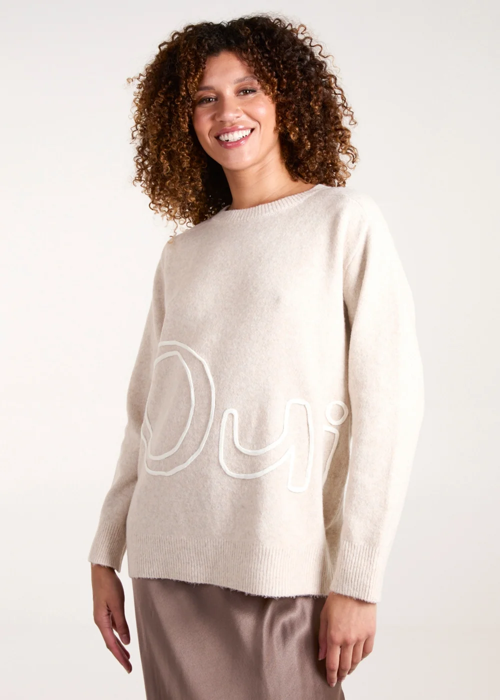 Blue Vanilla Beige Oui Embroidery Jumper - S/M Image 1