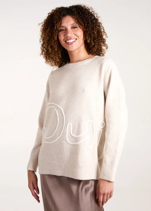Blue Vanilla Beige Oui Embroidery Jumper - S/M Image 1