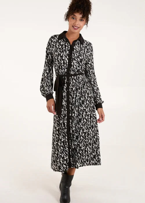Blue Vanilla Multi Contrast Midi Shirt Belted Dress - L Image 4