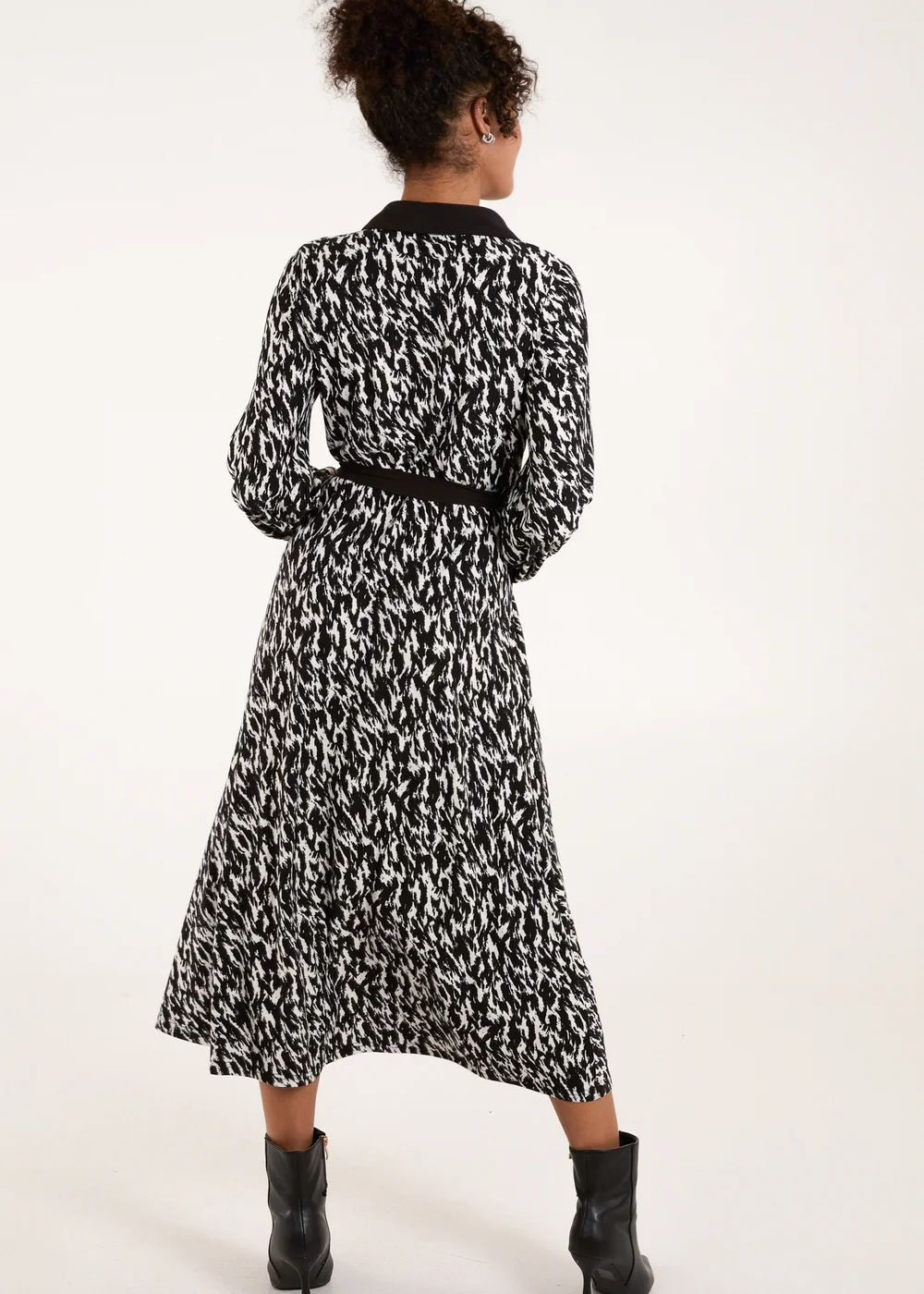 Blue Vanilla Multi Contrast Midi Shirt Belted Dress - L Image 2