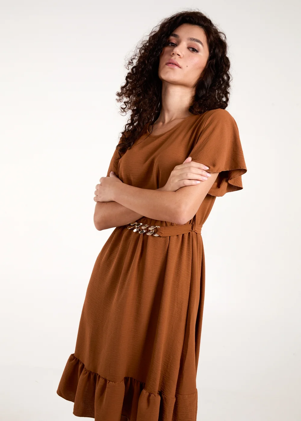 Blue Vanilla Brown Chain Belt Dress - S/M Blue Vanilla Brown Chain Belt Dress - S/M