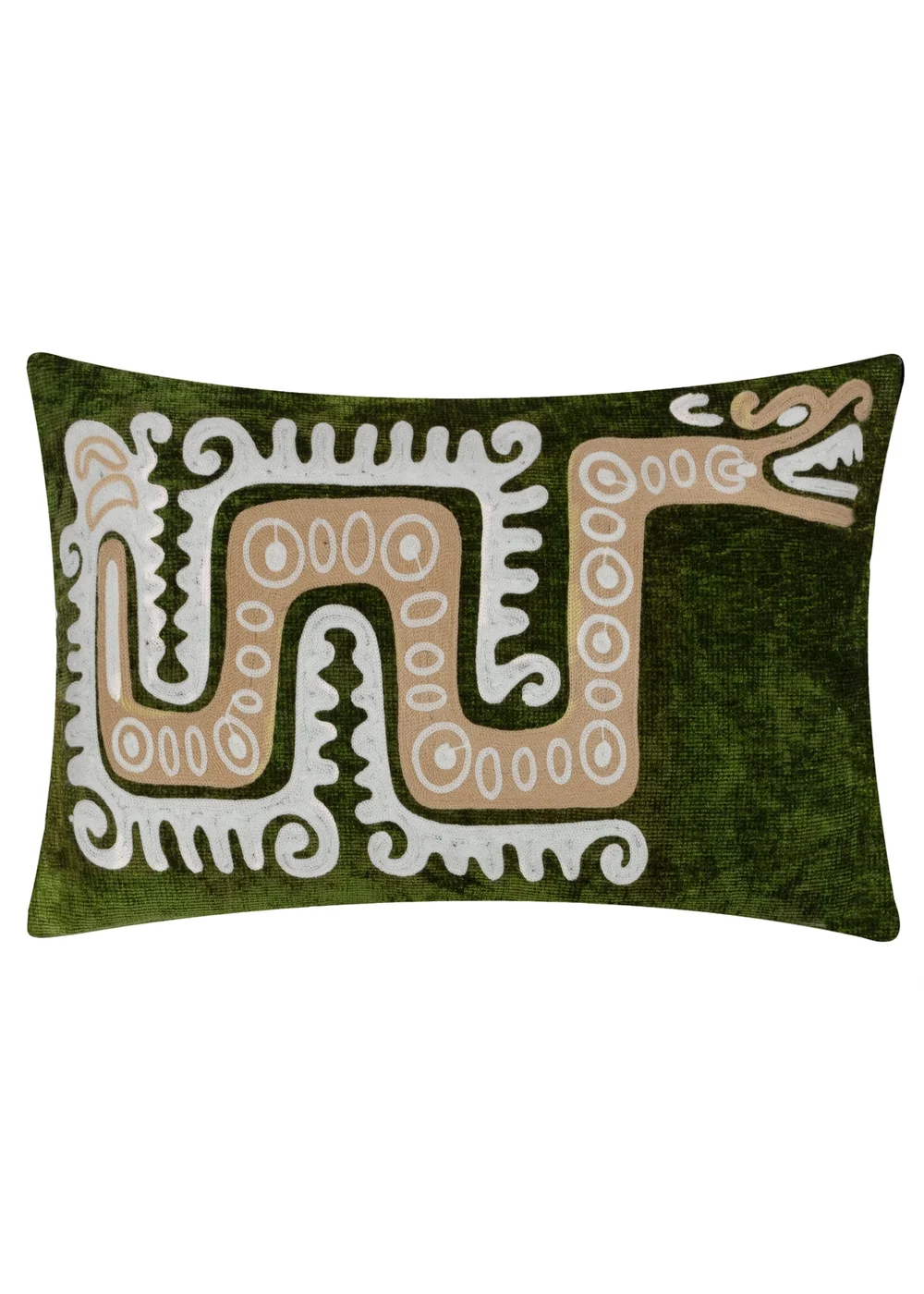 Wylder Dynasty Dragon Embroidered Chenille Filled Cushion (30cm x 50cm) - One Size Image 1