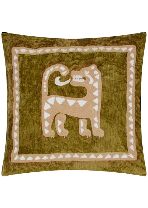 Wylder Dynasty Tiger Embroidered Chenille Filled Cushion (50cm x 50cm) - 50cm x 50cm Image 1