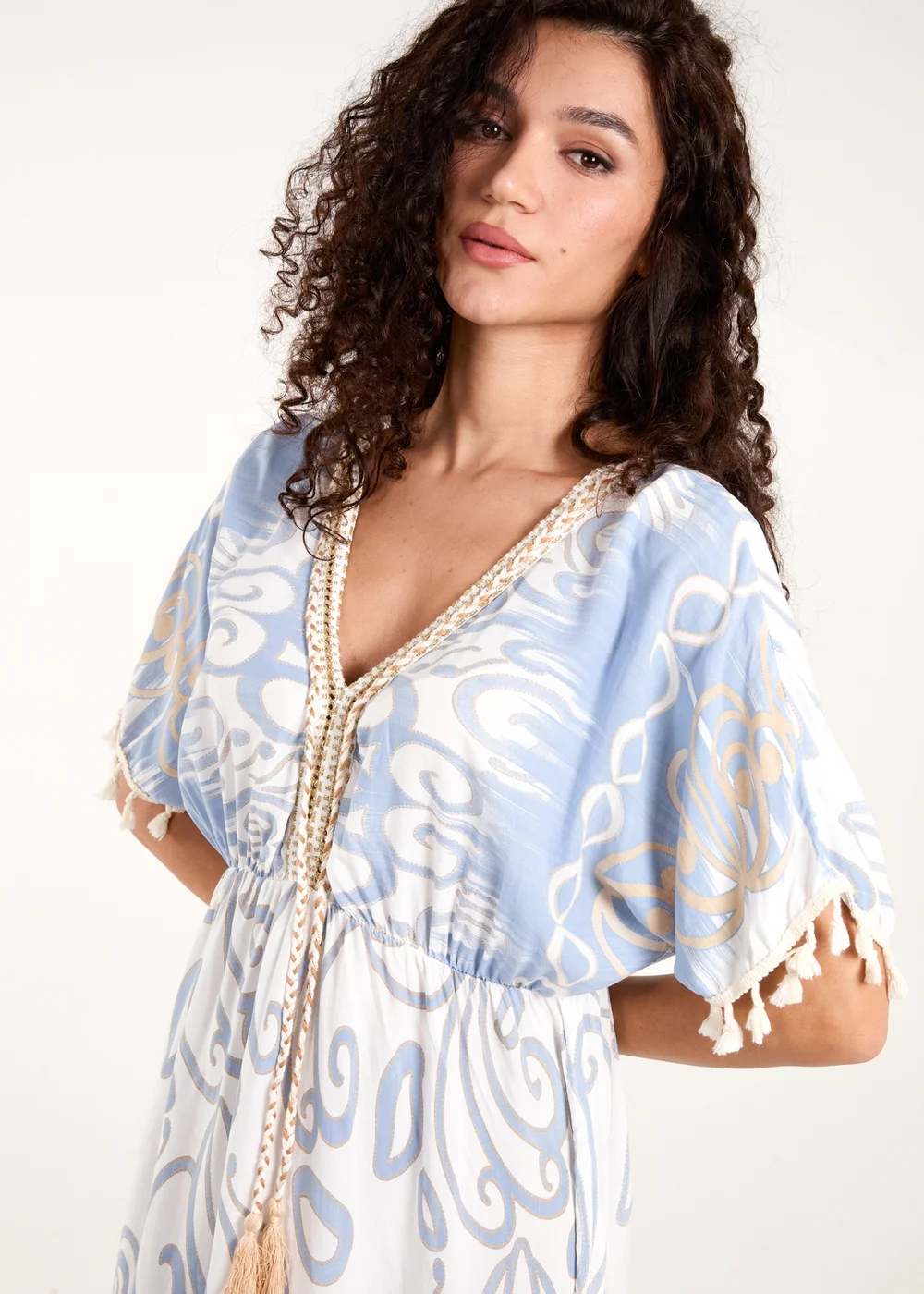 Blue Vanilla Blue Tassel And Gold Trim Dress - One Size Image 5
