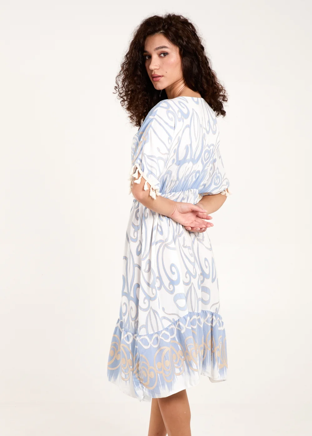 Blue Vanilla Blue Tassel And Gold Trim Dress - One Size Image 2