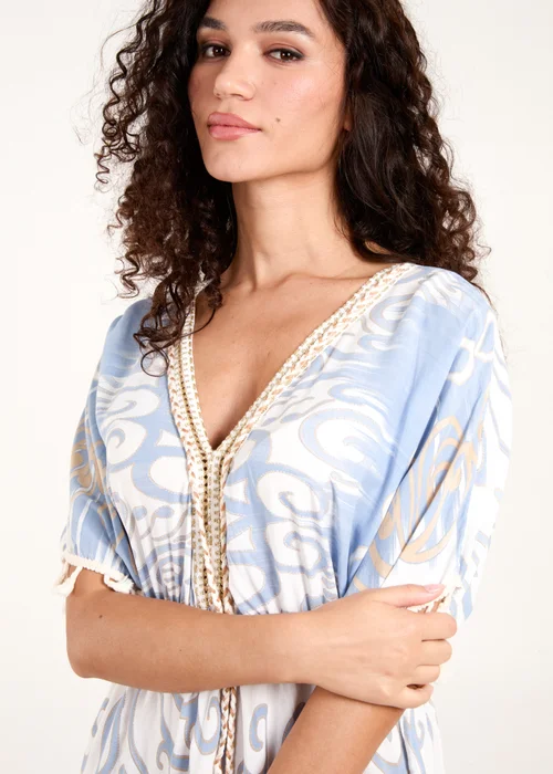 Blue Vanilla Blue Tassel And Gold Trim Dress - One Size Image 3