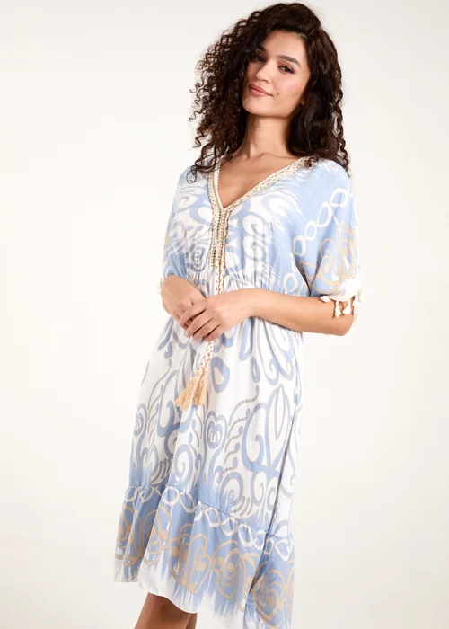 Blue Vanilla Blue Tassel And Gold Trim Dress - One Size Image 1