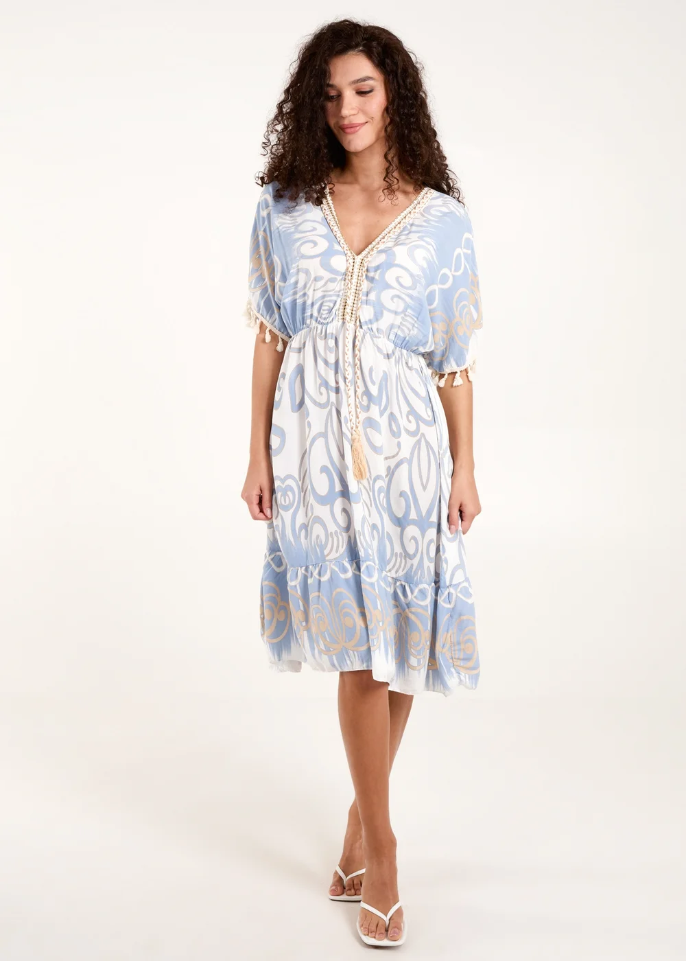 Blue Vanilla Blue Tassel And Gold Trim Dress - One Size Image 4