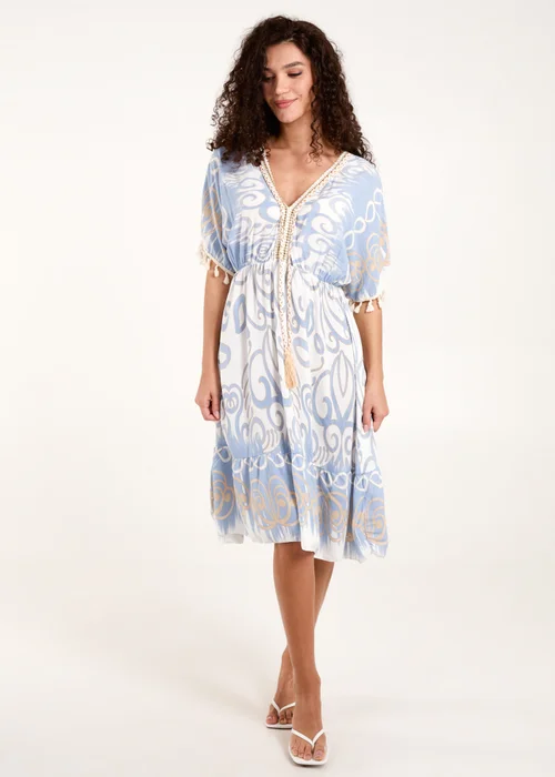 Blue Vanilla Blue Tassel And Gold Trim Dress - One Size Image 4