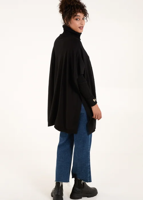 Blue Vanilla Black High Neck Poncho - One Size Image 2