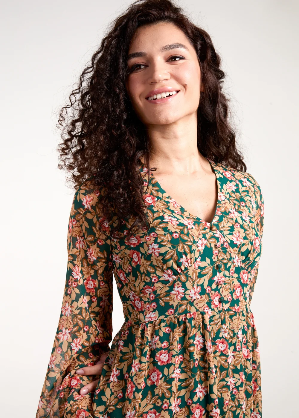 Blue Vanilla Green Button Through Midi Dress - 8 Image 3