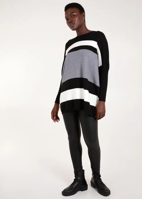 Blue Vanilla Grey Multi Stripe Colour Block Jumper - M/L Image 4