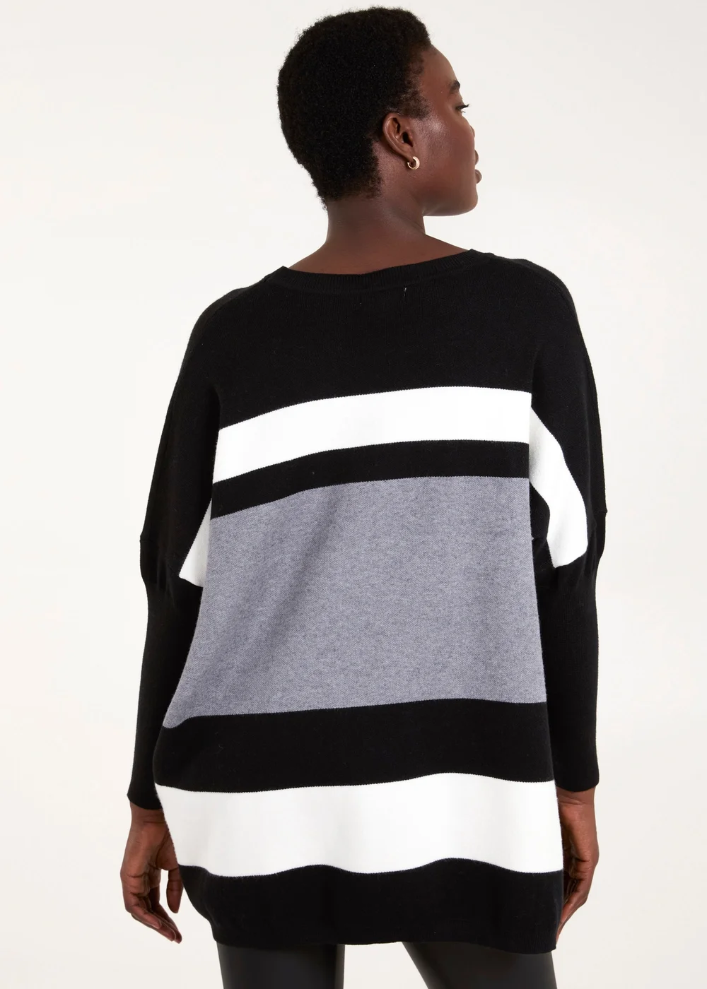 Blue Vanilla Grey Multi Stripe Colour Block Jumper - M/L Image 2