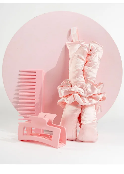 Brushworks Pastel Pink Heatless Hair Curling Set - One Size Image 2