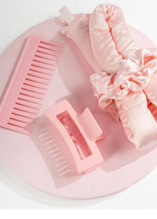 Brushworks Pastel Pink Heatless Hair Curling Set - One Size Image 1