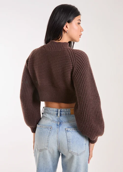 Pink Vanilla Brown High Neck Knitted Jumper - S/M Image 2