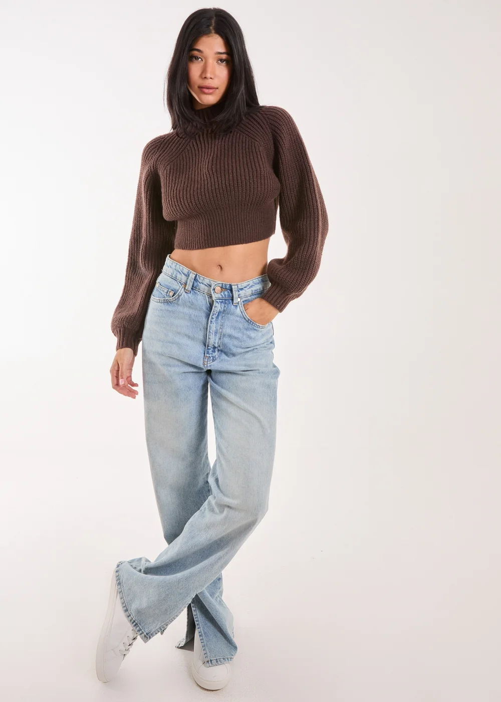Pink Vanilla Brown High Neck Knitted Jumper - S/M Image 4