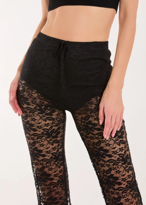 Pink Vanilla Black Lace Flared Trousers - 6 Image 4