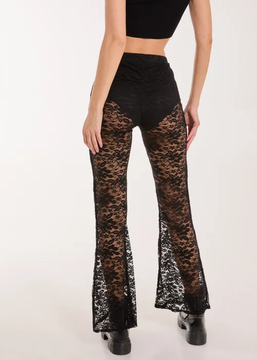 Pink Vanilla Black Lace Flared Trousers - 6 Image 3