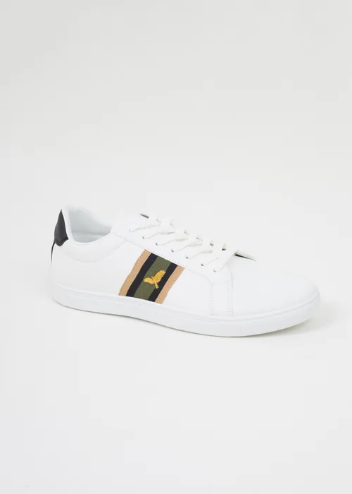 Brave Soul White Gold Eagle PU Lace Up Trainers - 6 Image 1