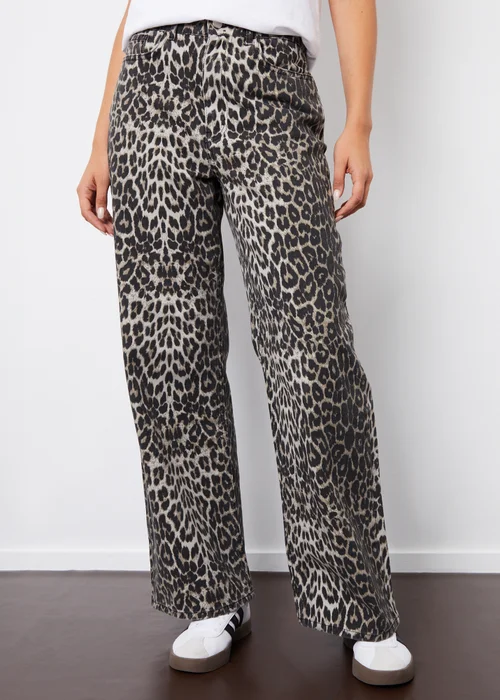 Threadbare Brown Soleil Printed Wide Leg Denim Jeans - 8 Image 1