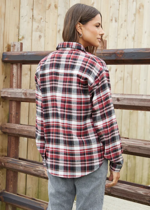 Threadbare Red Benton Check Long Sleeve Cotton Shirt - Size 16 Image 2