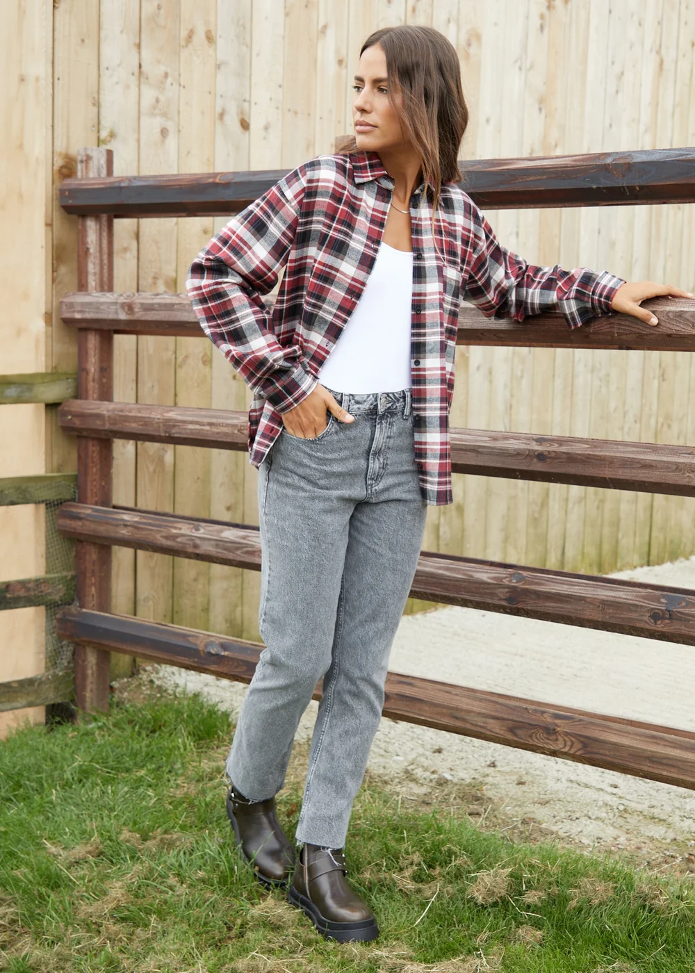 Threadbare Red Benton Check Long Sleeve Cotton Shirt - Size 16 Image 4