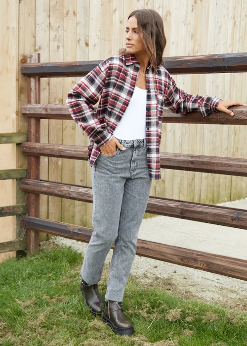 Threadbare Red Benton Check Long Sleeve Cotton Shirt - Size 16 Image 4