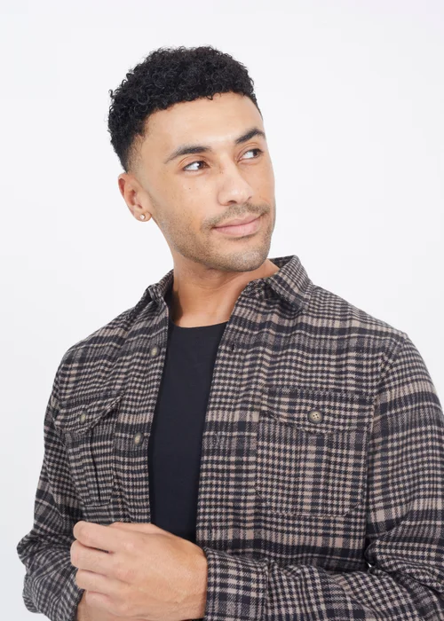 Brave Soul Black Cotton Blend Long Sleeve Check Shirt - S Image 3