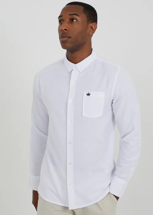 Brave Soul White Cotton Long Sleeve Oxford Shirt - 2XL Image 1