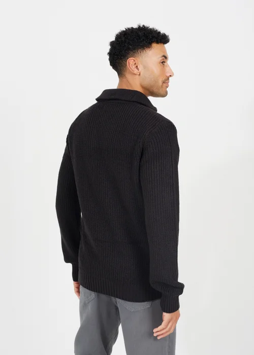 Brave Soul Black Quarter Zip Funnel Neck Knit Jumper - S Image 2