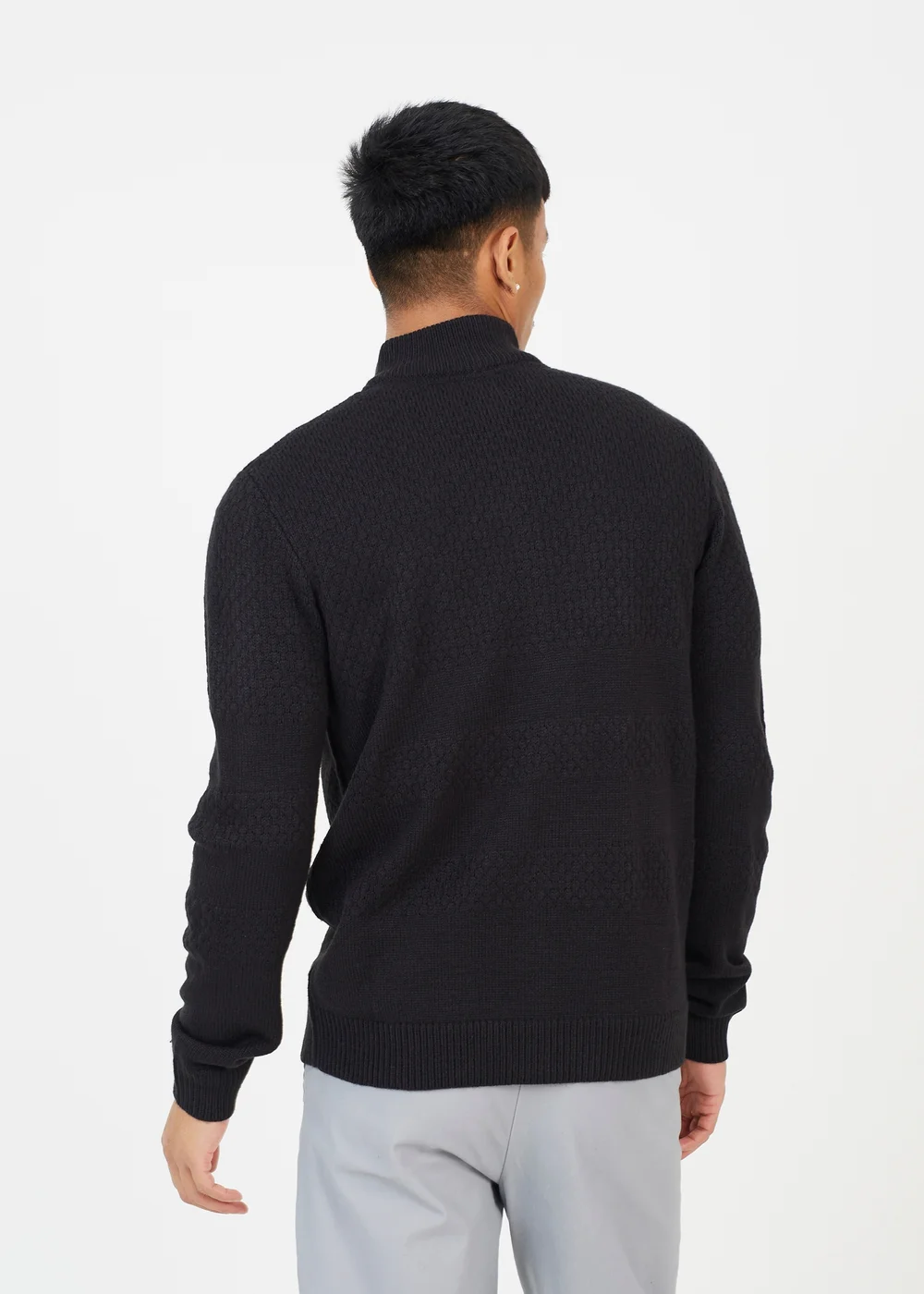 Brave Soul Black Zip Through Funnel Neck Knit Cardigan - S Image 2