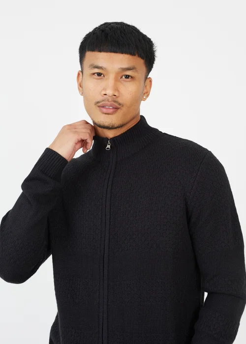 Brave Soul Black Zip Through Funnel Neck Knit Cardigan - S Image 3