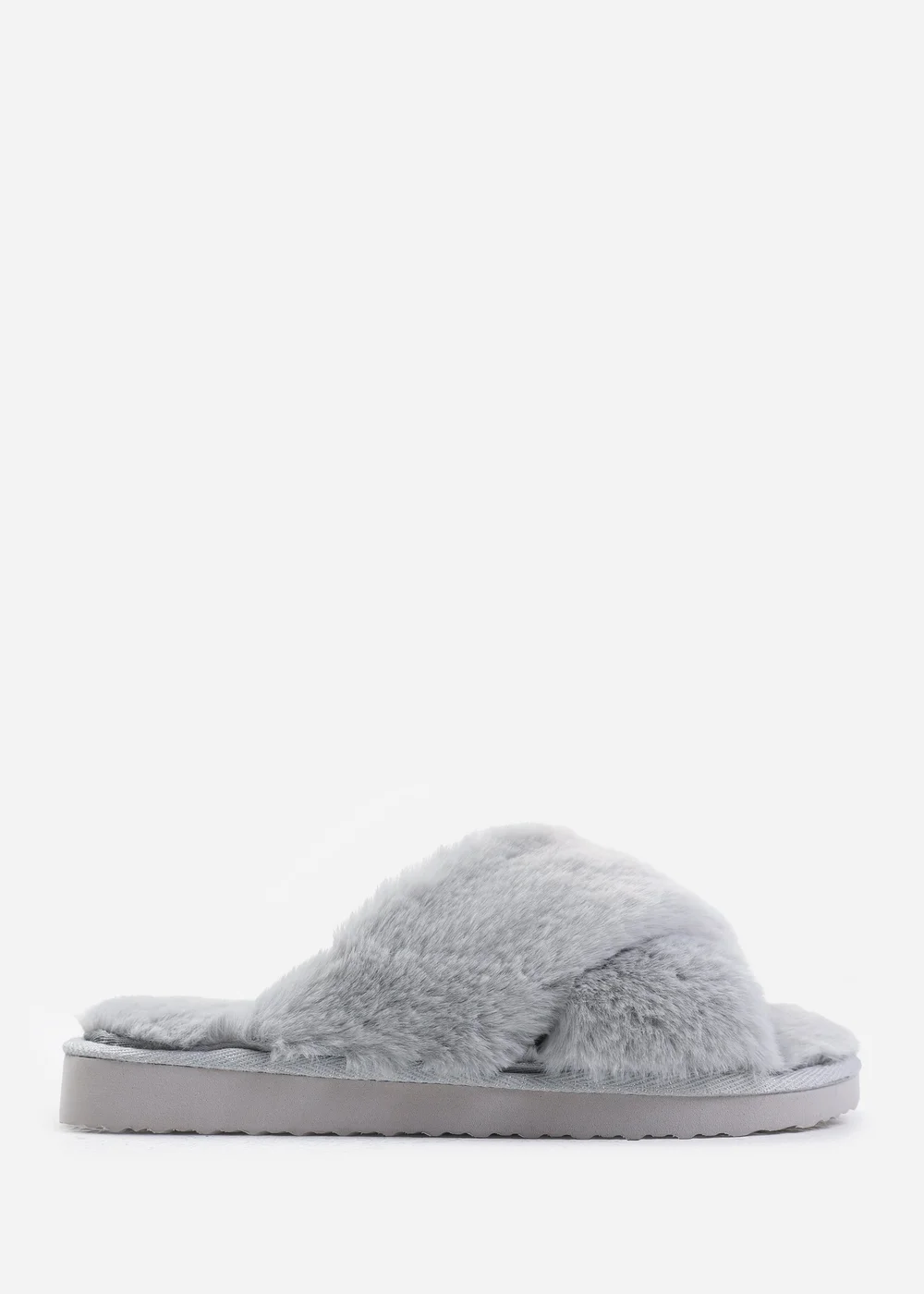 Where's That From Weekend Grey Cross Over Fluffy Slippers - 3 Image 2