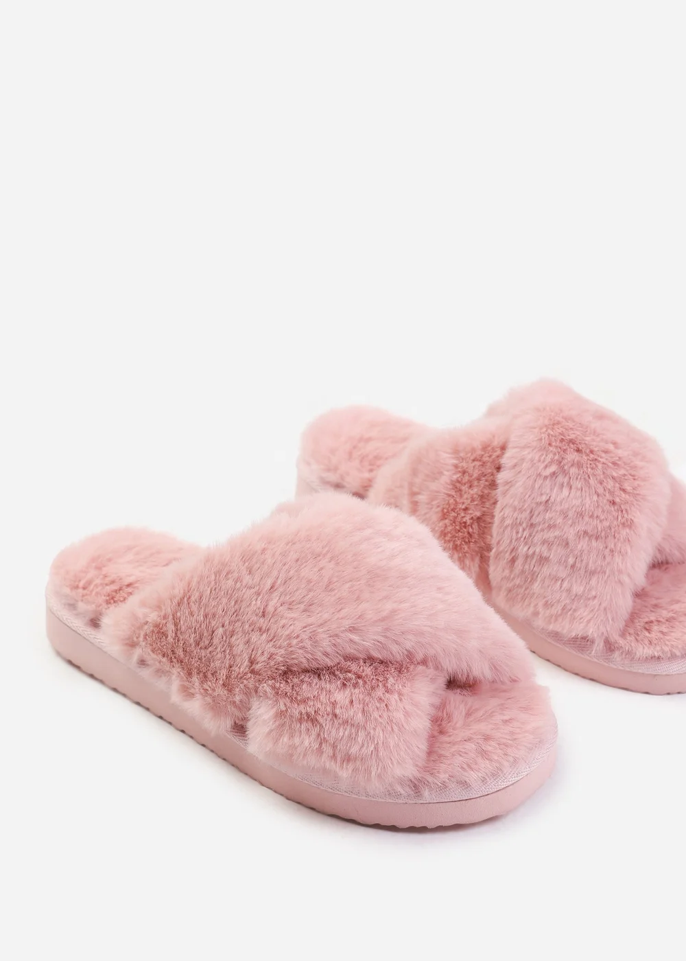 Where's That From Weekend Pink Cross Over Fluffy Slippers - 3 Image 3