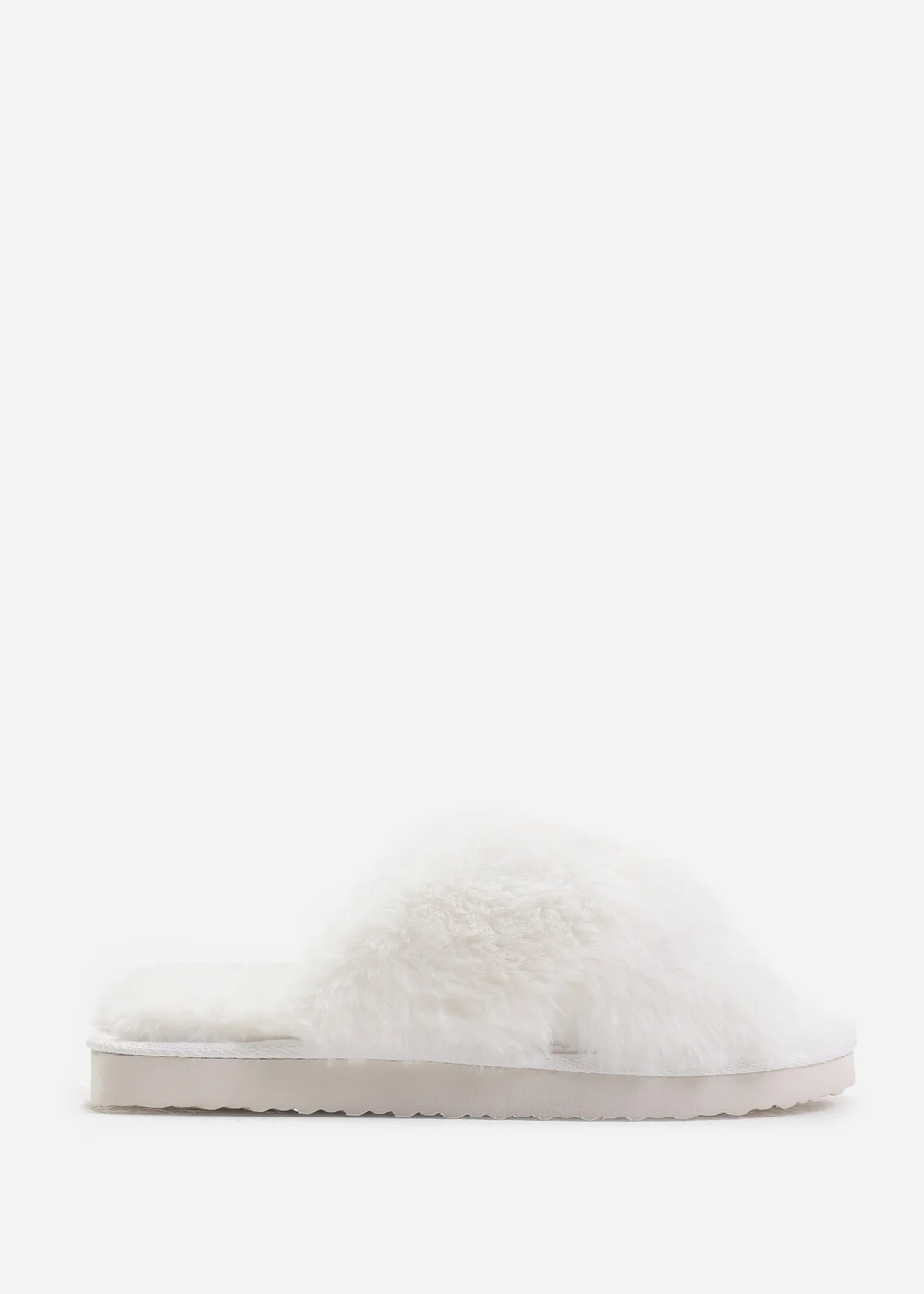 Where's That From Weekend White Cross Over Fluffy Slippers - 8 Image 1