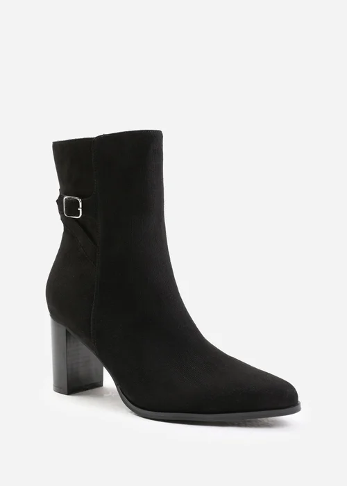 Where's That From Black Suede Winter Block Heel Boot - 3 Image 2