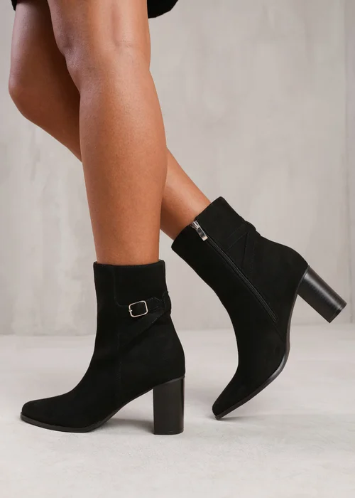 Where's That From Black Suede Winter Block Heel Boot - 3 Image 1