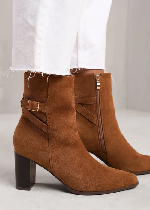 Where's That From Cognac Faux Suede Winter Block Heel Boot - 8 Image 2